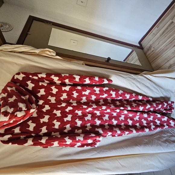 Cozy Red Womend All In One Pajamas with White Dog Pattern - Picture 8 of 8